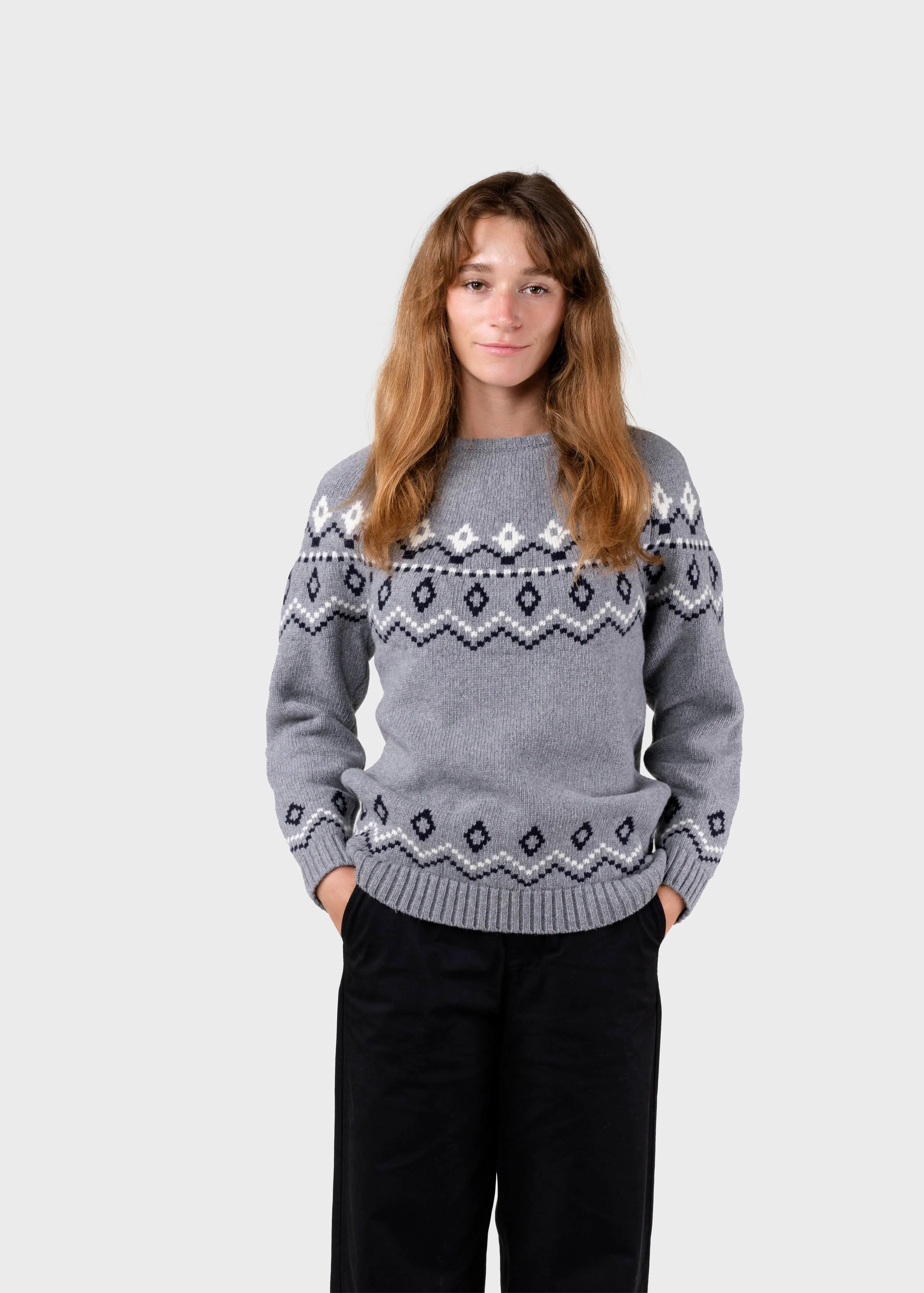 Alina knit - Light grey/navy/cream
