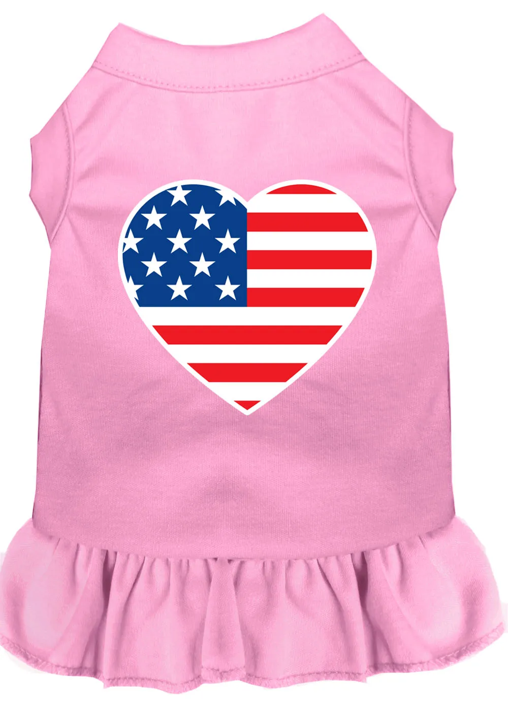 American Flag Heart Screen Print Dress Light Pink Xxl
