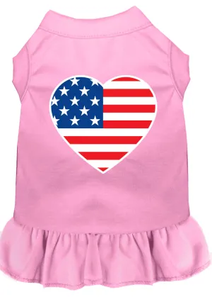 American Flag Heart Screen Print Dress Light Pink Xxl