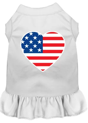 American Flag Heart Screen Print Dress White Xs