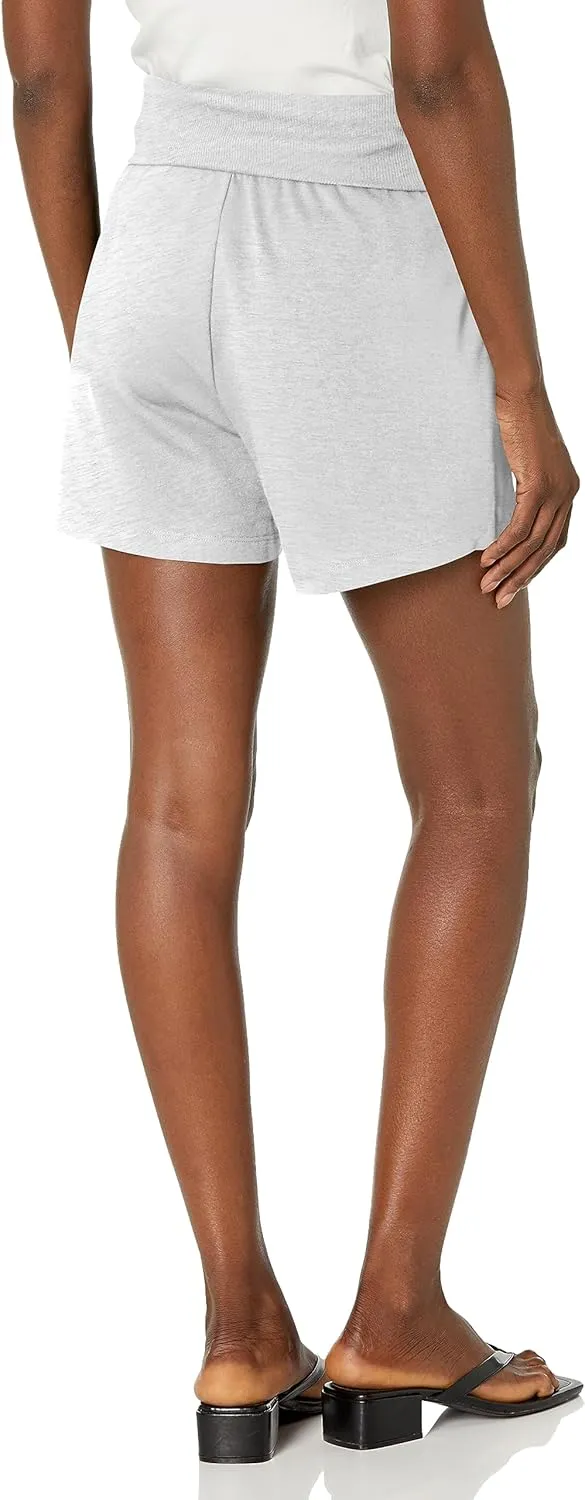 Andrew Marc Women's Mid Thigh Length Relaxed Fit Standard Rise Fold-Over Waistband Lounge Short