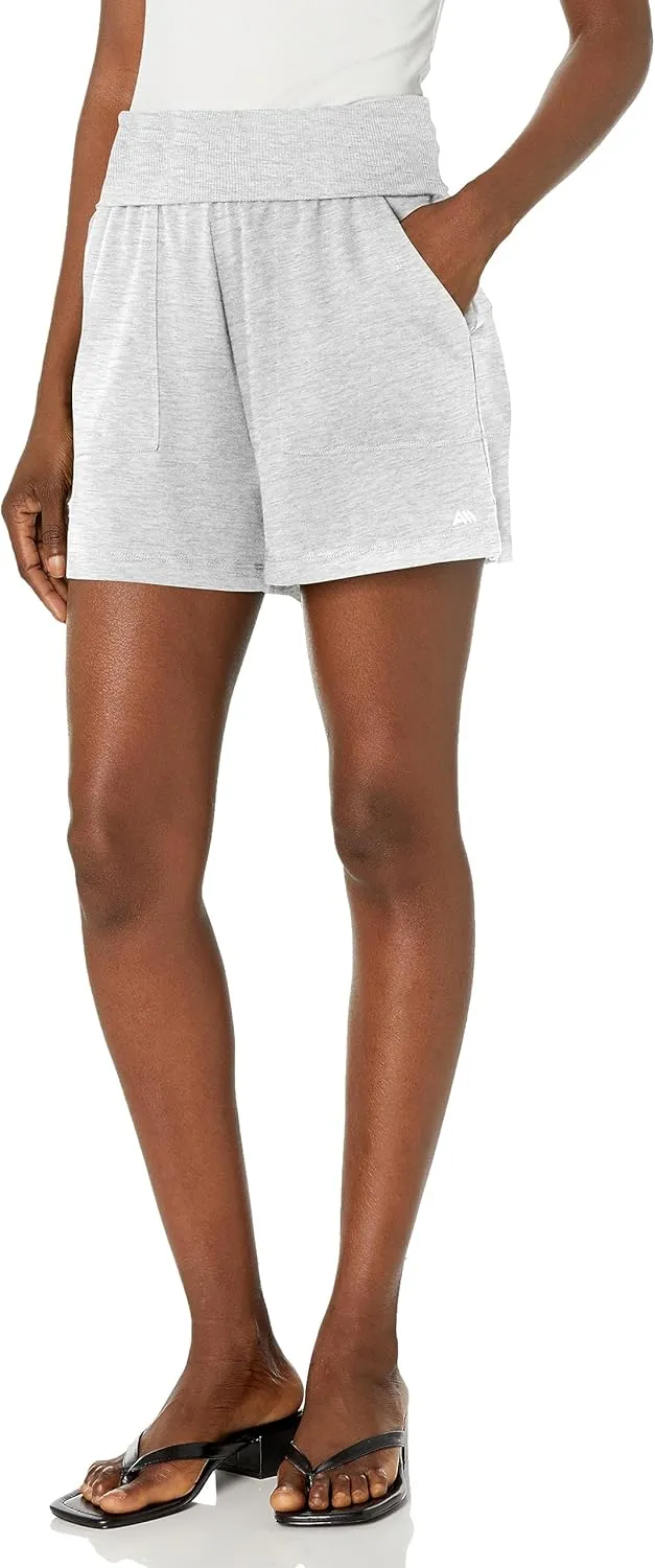 Andrew Marc Women's Mid Thigh Length Relaxed Fit Standard Rise Fold-Over Waistband Lounge Short