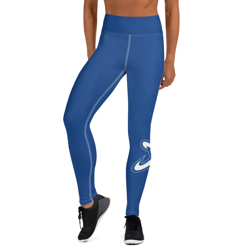 Athletic Apparatus Blue 2 White logo White stitch V3 Yoga Leggings