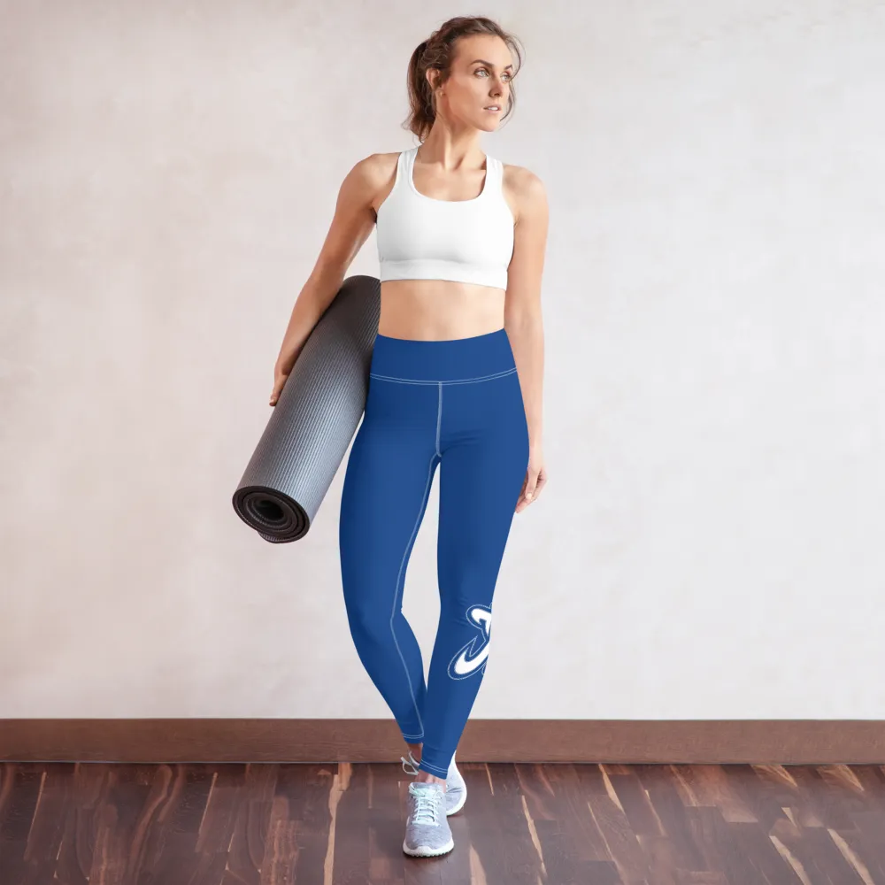 Athletic Apparatus Blue 2 White logo White stitch V3 Yoga Leggings