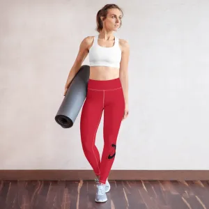Athletic Apparatus Red Black Logo White stitch V3 Yoga Leggings