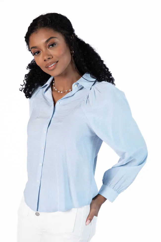 Basic Foundation Blue Button Down Blouse FINAL SALE