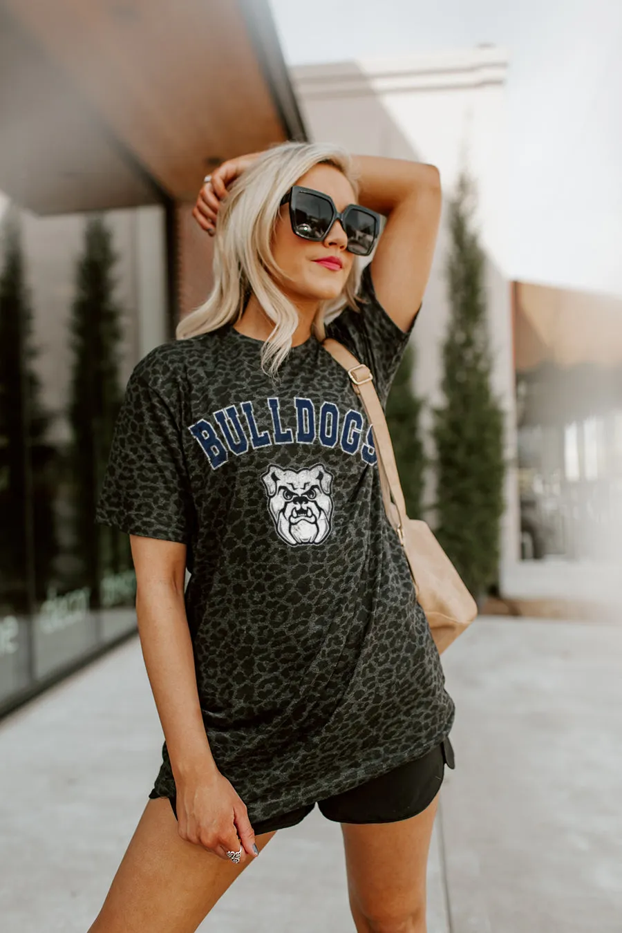 BUTLER BULLDOGS "ALL THE CHEER" LEOPARD STANDARD FIT CREW NECK TEE