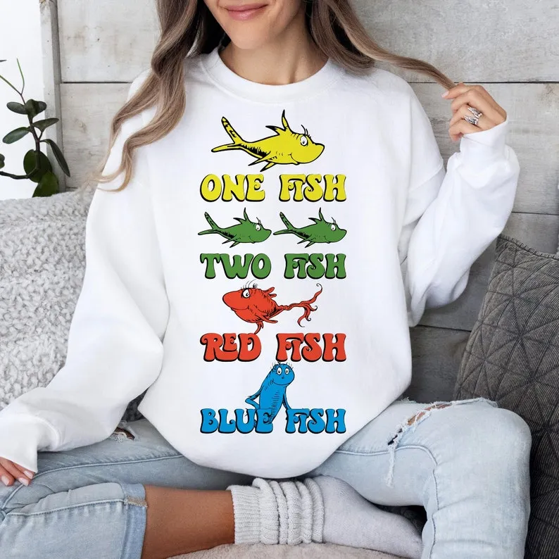 Cat In The H@t T-Shirt Sweatshirt - One Fish Two Fish - Playful and Fun .