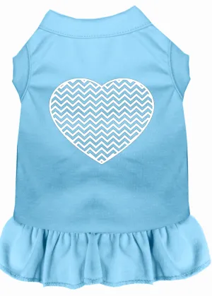 Chevron Heart Screen Print Dress Baby Blue Xl