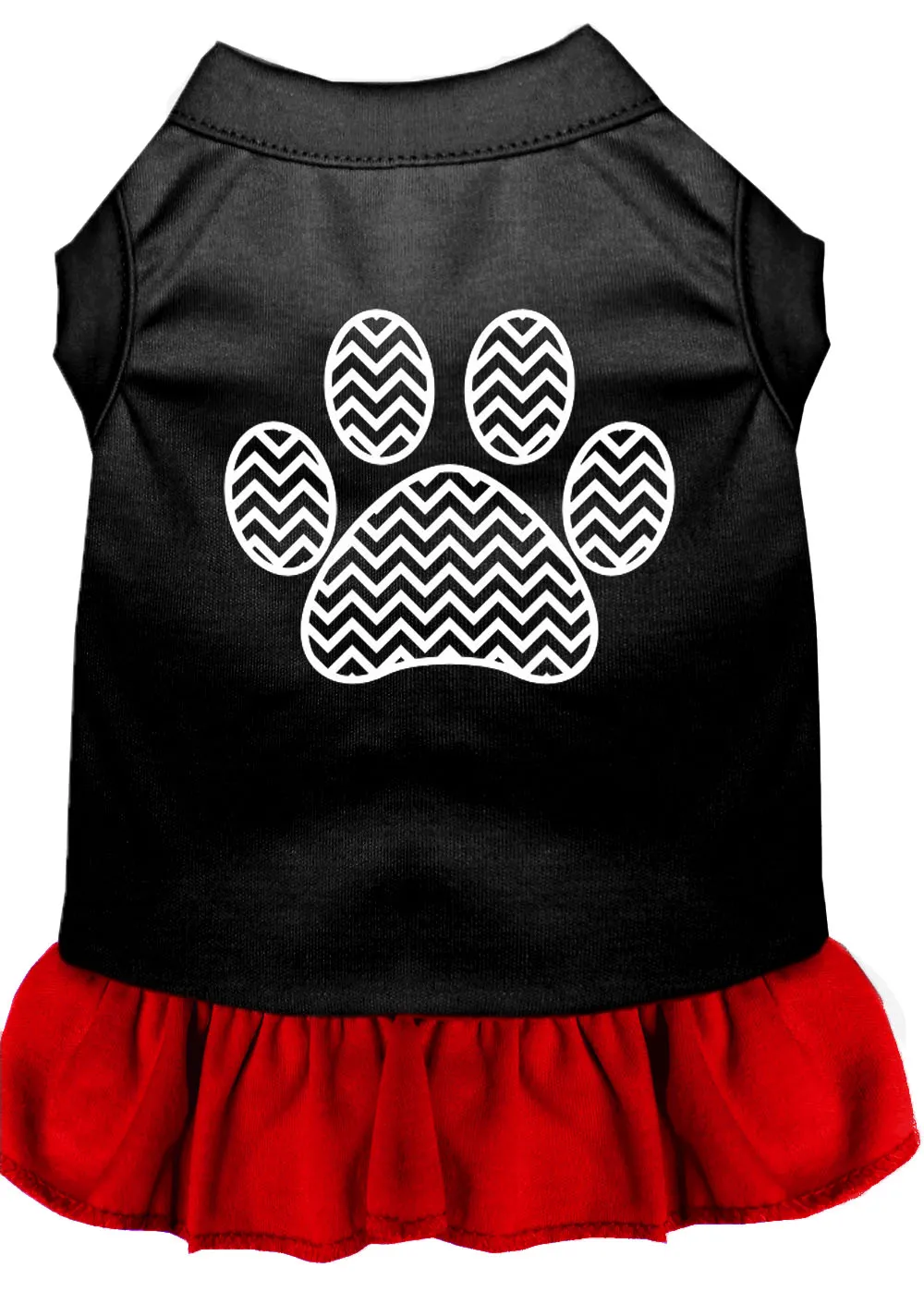 Chevron Paw Screen Print Dress Black With Red Xl