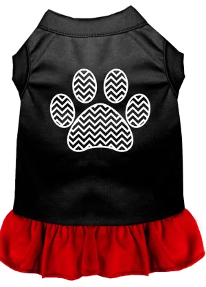 Chevron Paw Screen Print Dress Black With Red Xl