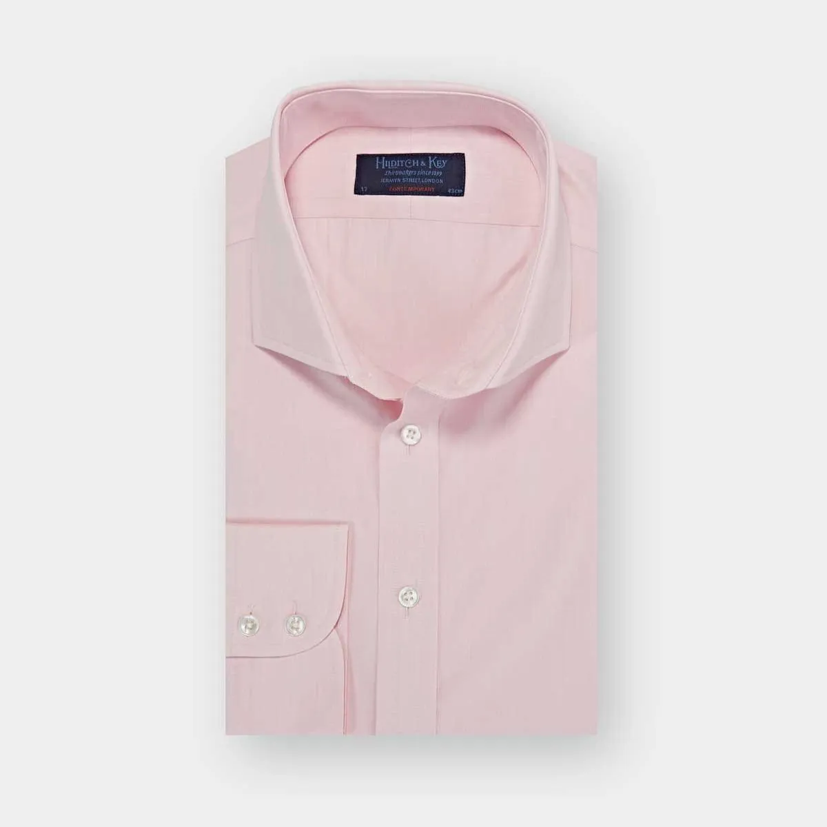 Contemporary Fit Pink End-on-End Cotton Shirt with Cut-away Collar & Two Button Cuff