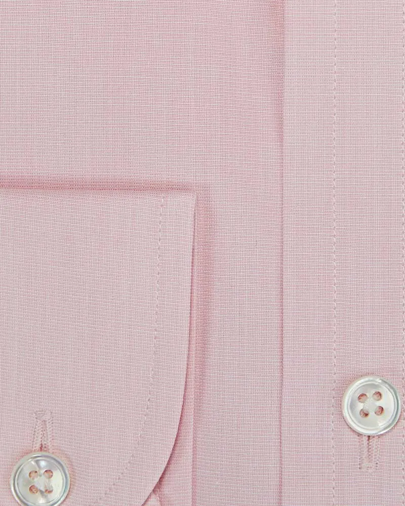 Contemporary Fit Pink End-on-End Cotton Shirt with Cut-away Collar & Two Button Cuff