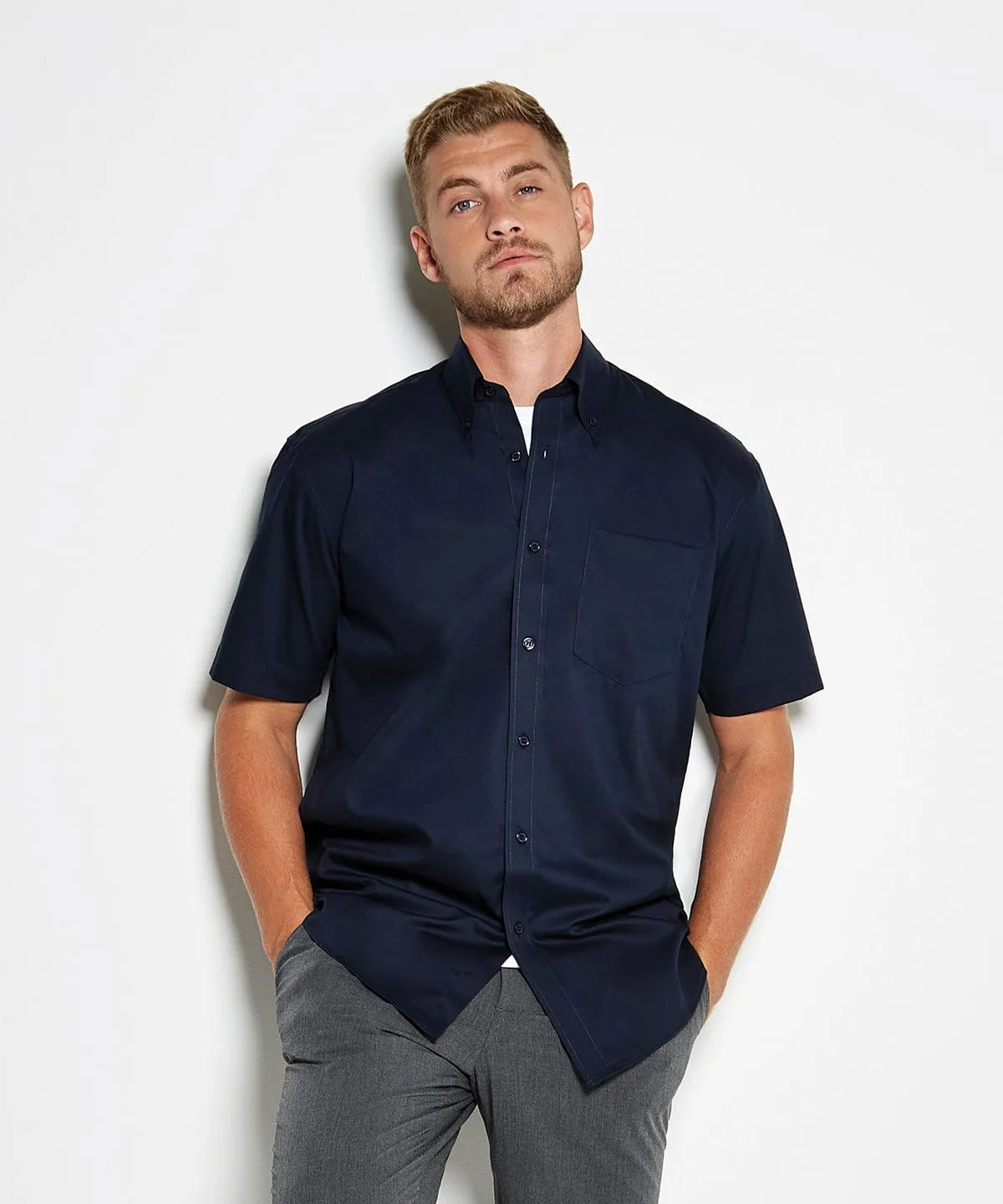 Corporate Oxford shirt short-sleeved (classic fit) | Mid Blue