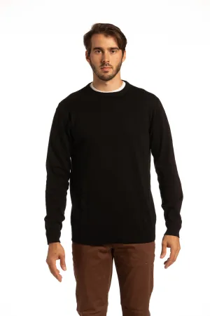 Cotton Crewneck Sweater in Black