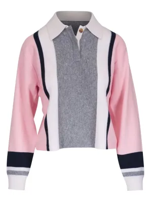 Cropped Stripe Rugby in Powder Pink Combo