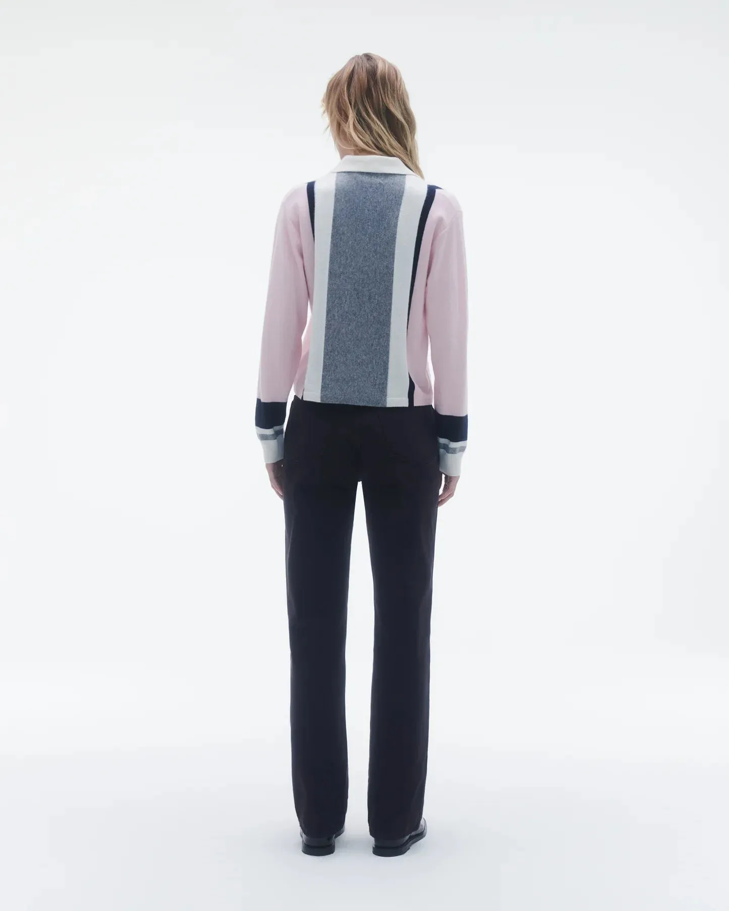 Cropped Stripe Rugby in Powder Pink Combo