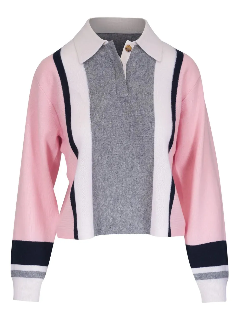 Cropped Stripe Rugby in Powder Pink Combo