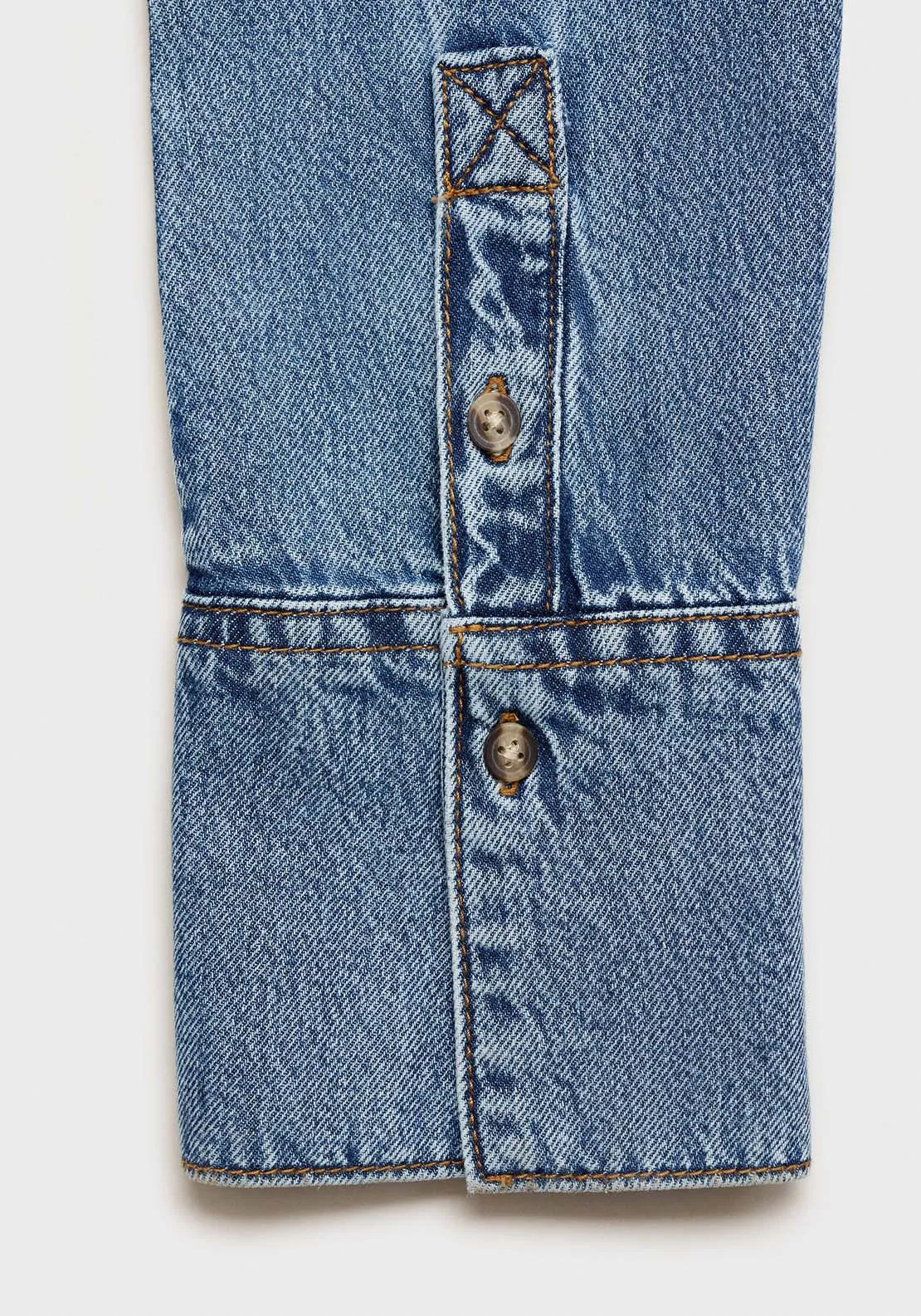 Denim shirt with bow - Open Blue
