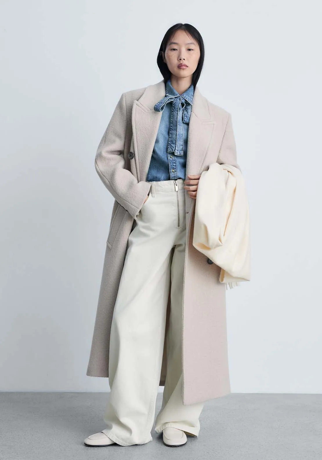 Denim shirt with bow - Open Blue