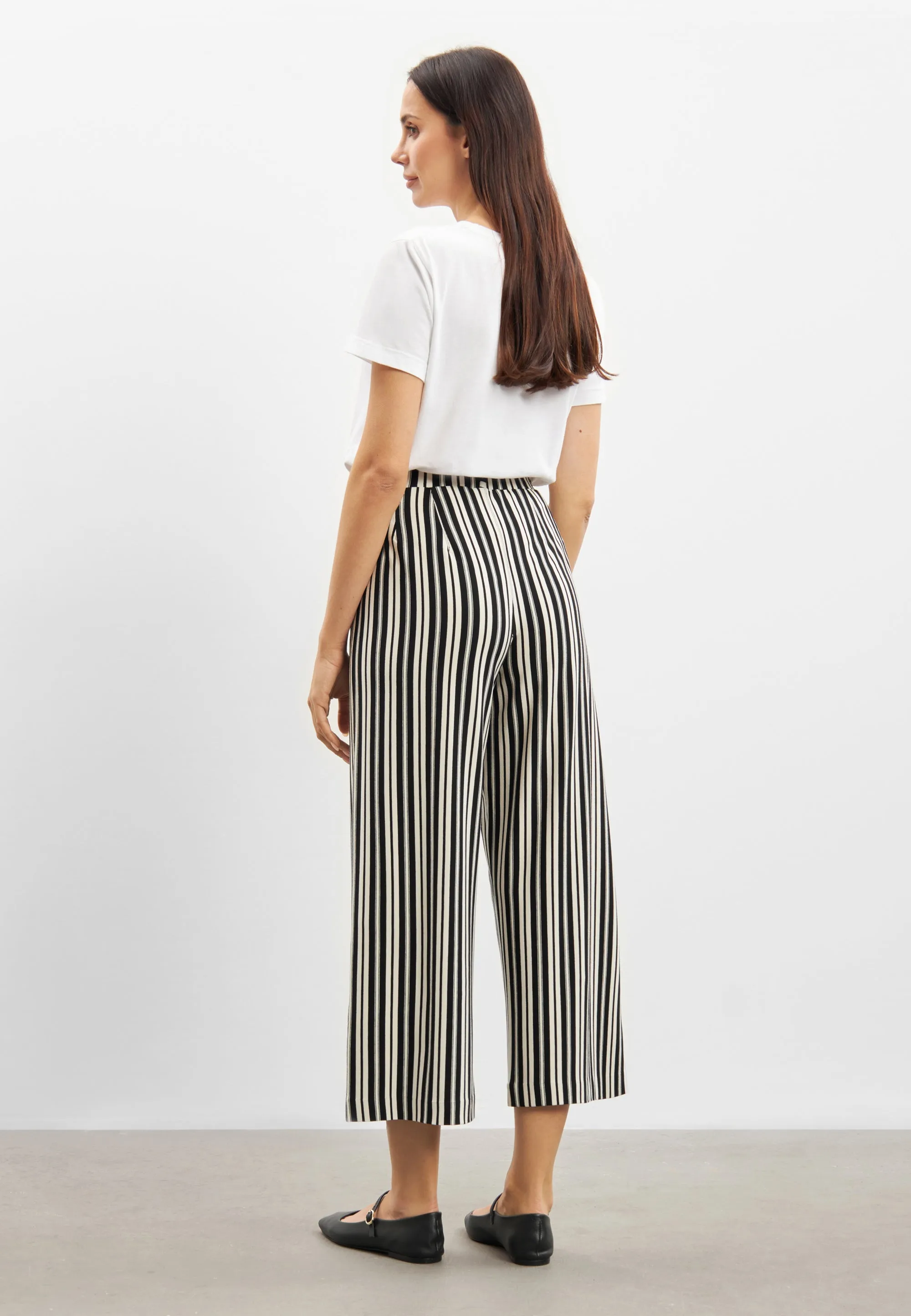 Donna Loose Jersey Crop - Elegant Stripe