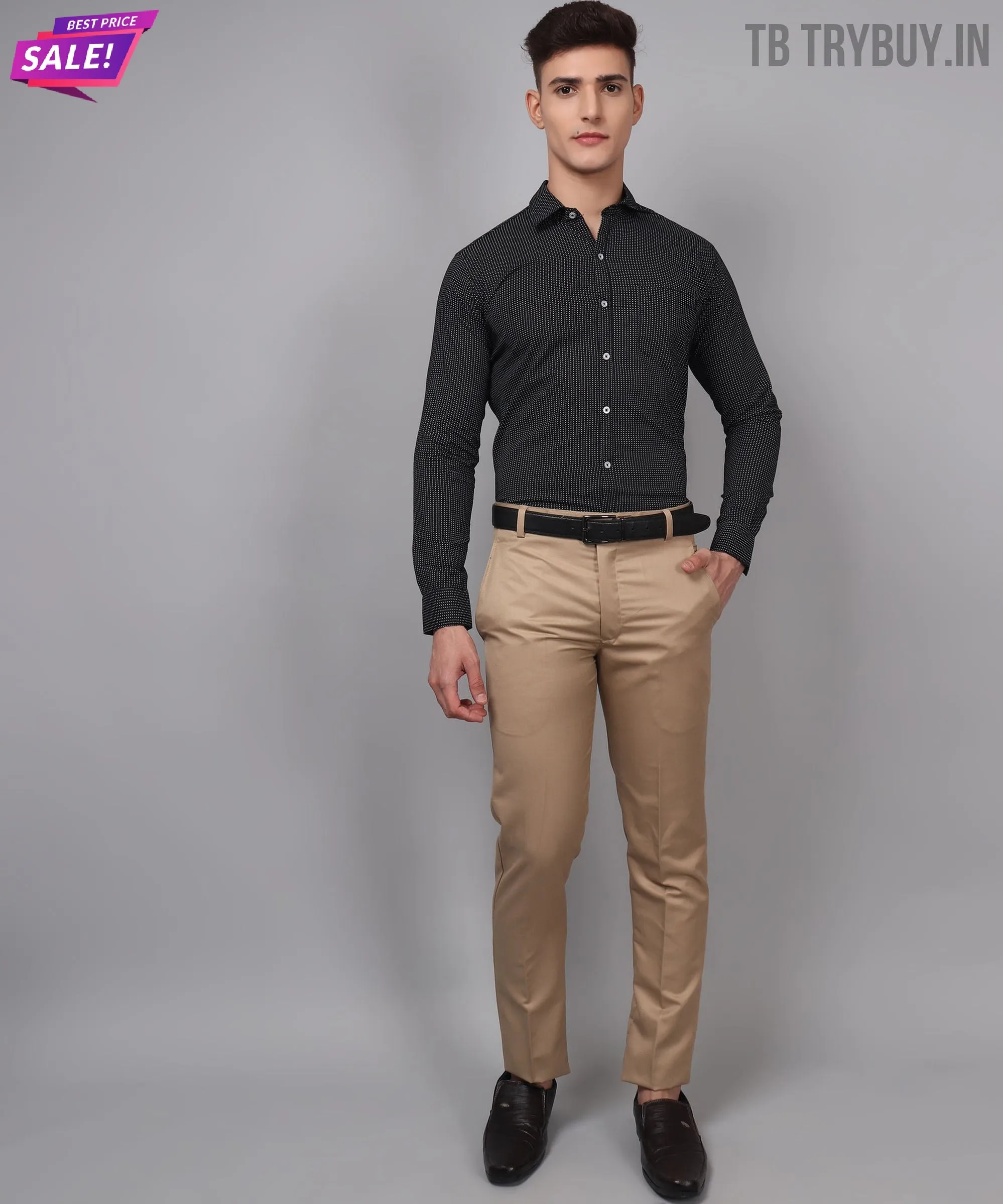 Dot Printed Black Men's Shirt