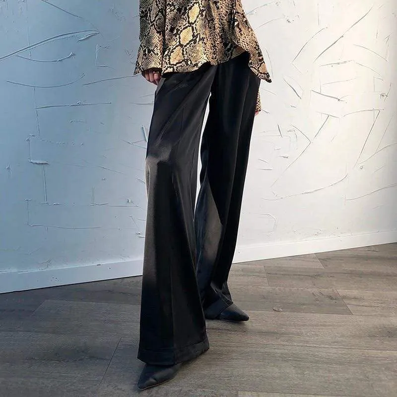 Elegant Silk Wide Leg Trousers