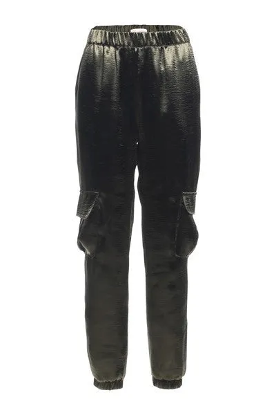 Elegant Silky Olive Cargo Pants
