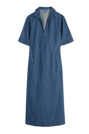 Fen Violet Denim Midi Dress - Mid Wash