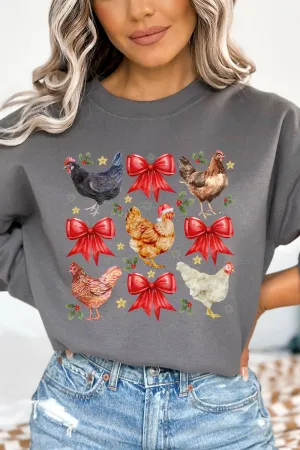 Festive Chickens And Coquette Bows Unisex NuBlend Crew Sweatshirt
