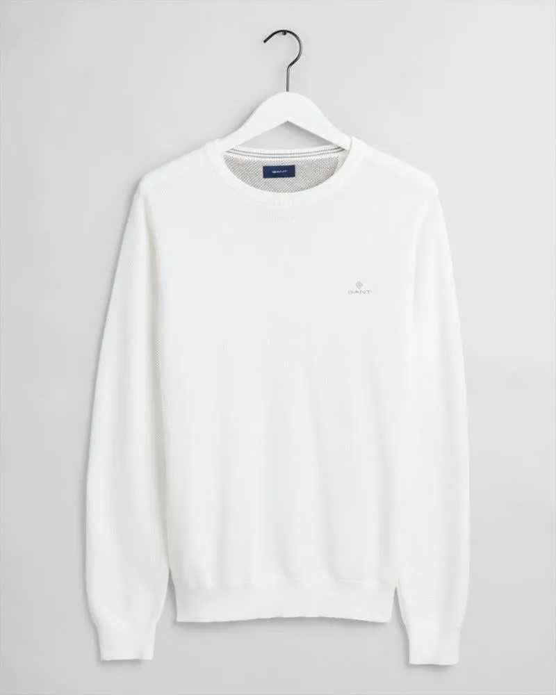 Gant Apparel Mens COTTON PIQUE C-NECK 113/EGGSHELL