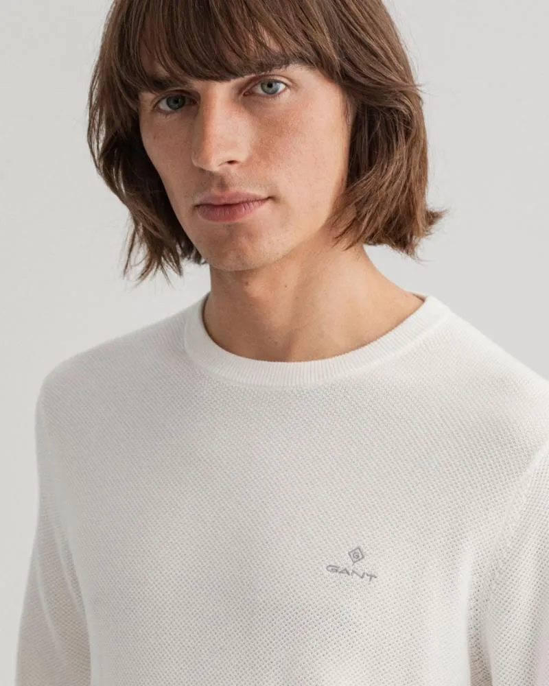 Gant Apparel Mens COTTON PIQUE C-NECK 113/EGGSHELL