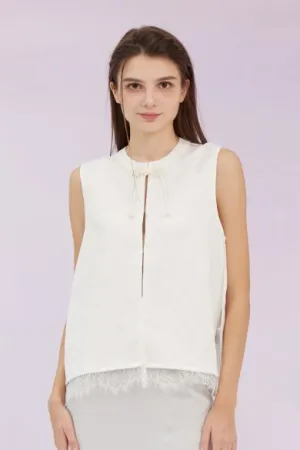 Gelilia White Mandarin Collar Top
