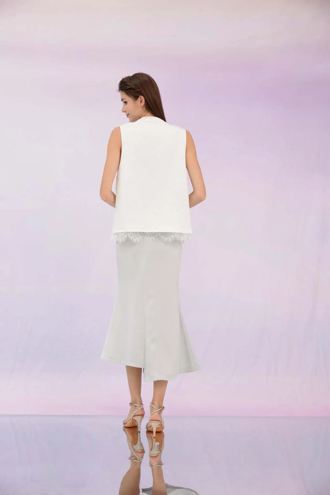 Gelilia White Mandarin Collar Top