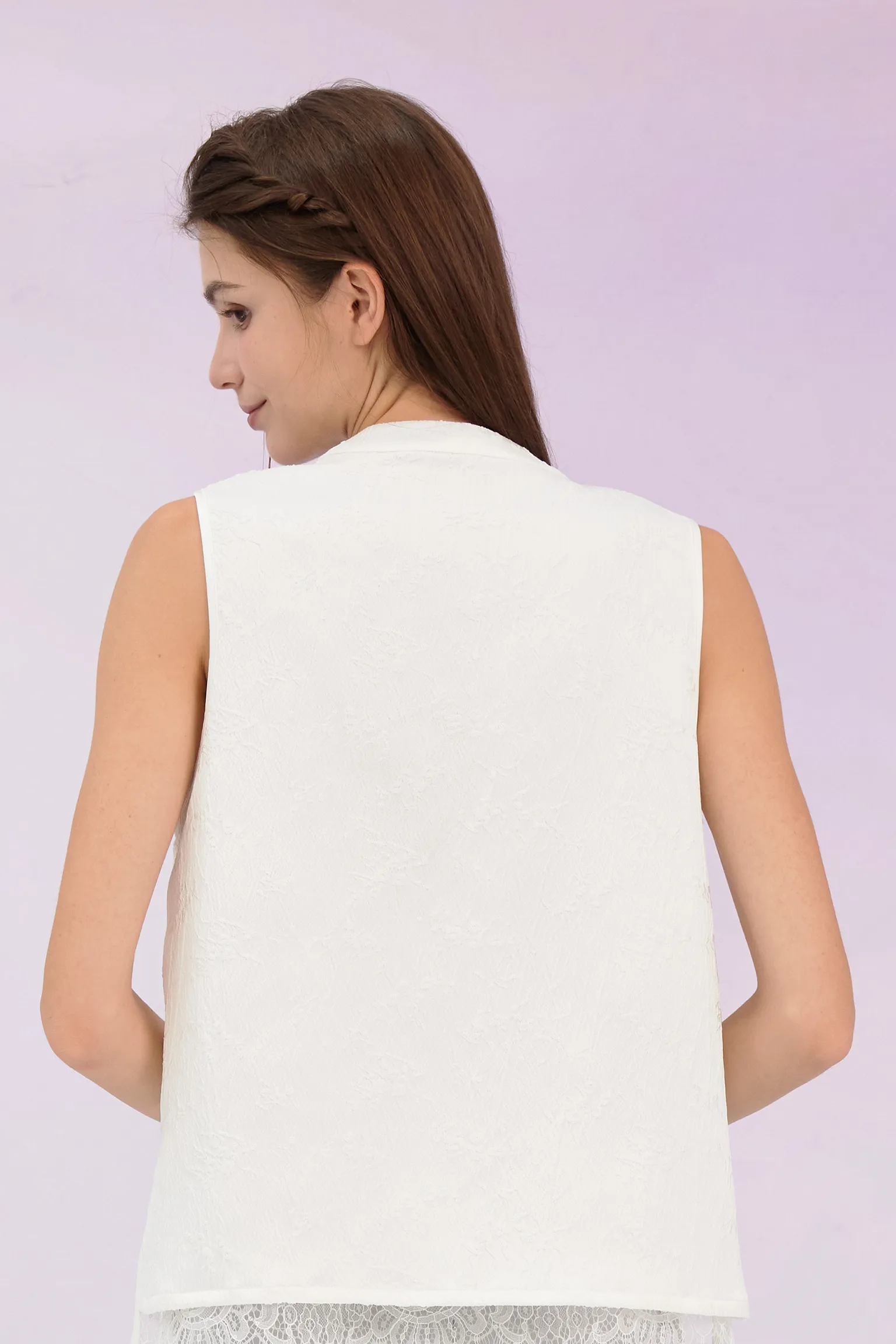 Gelilia White Mandarin Collar Top