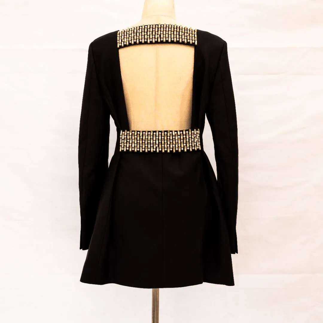 Givenchy Black Jacket Dress With Open Back And Crystals