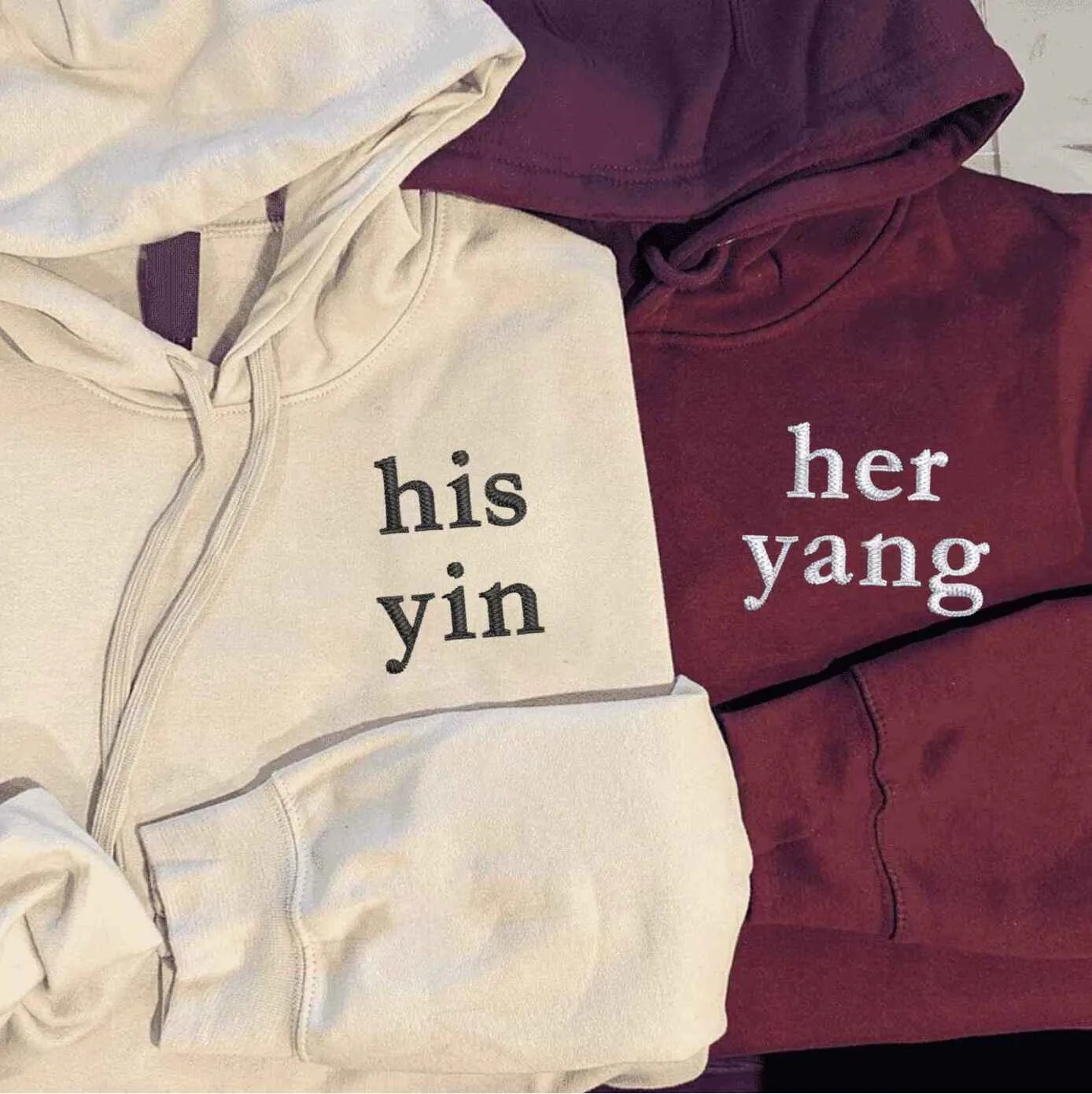 His Yin Her Yang Matching Couple Hoodies - Symbolic Hoodies for Balance in Love