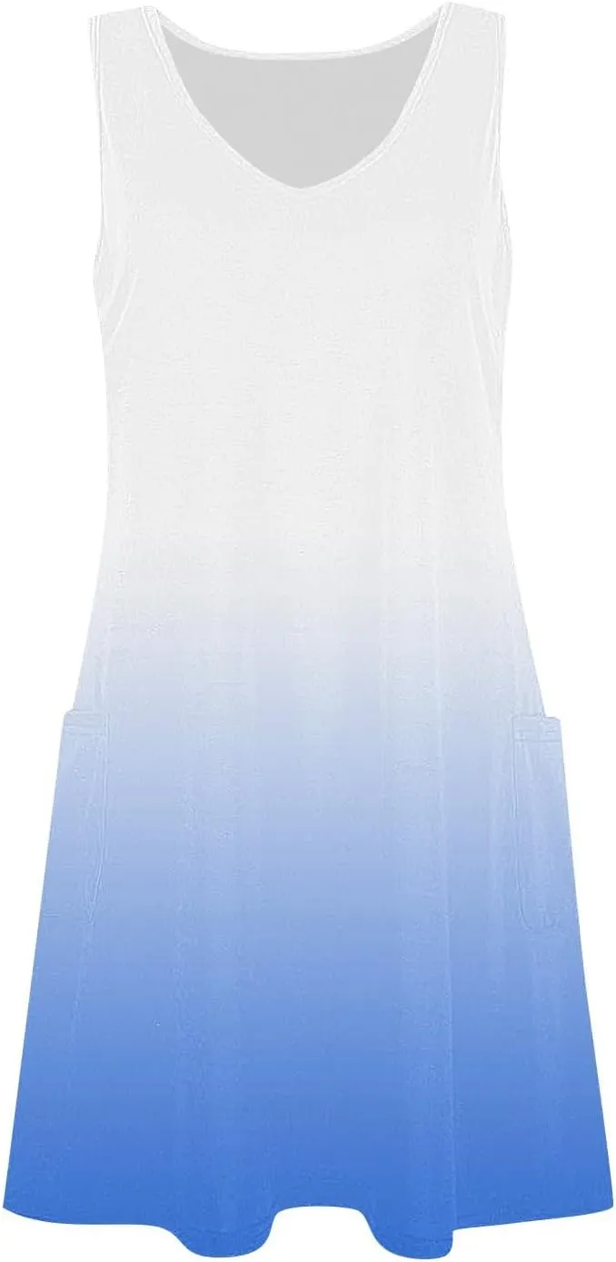 hlysgo Summer Dresses for Women 2025 Trendy Tie-Dye Print Sleeveless V Neck Coverup Beach Dress Casual Flowy Mini Sundress