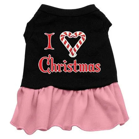 I Love Christmas Screen Print Dress Black with Pink XS (8)