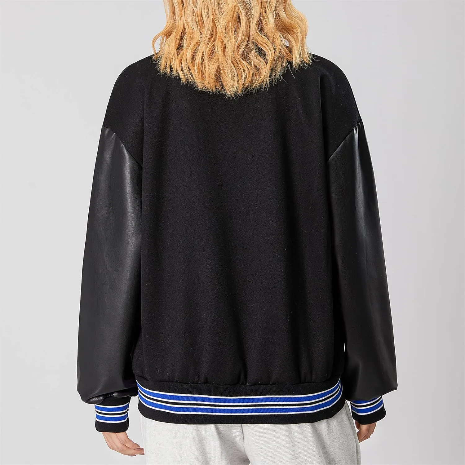 iTranyee Women's Vintage Varsity Jackets Retro Baseball Bomber Jackets Y2k Button Down Long Sleeve Oversized Coat Streetwear