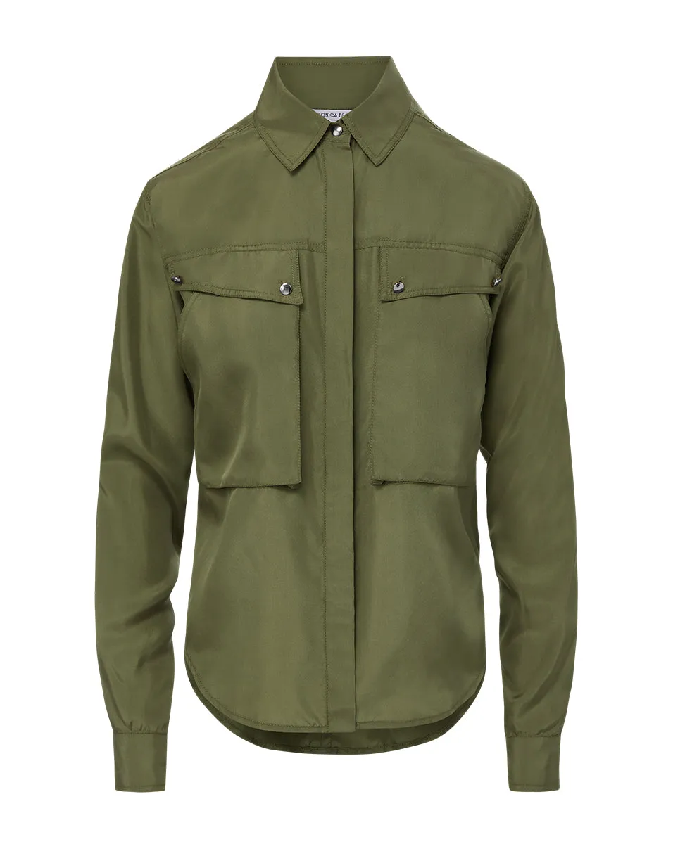 Jada Silk Button-Down Top