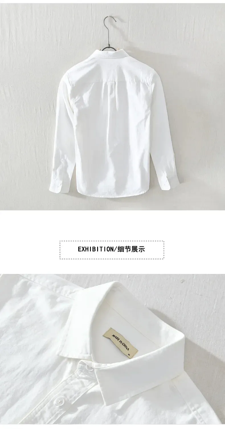 Japanese Fresh Shirts Men Youth Fashion Long Sleeve Shirt Man Causal Pure Cotton Square Pocket Shirt Simple Versatile Tops Male