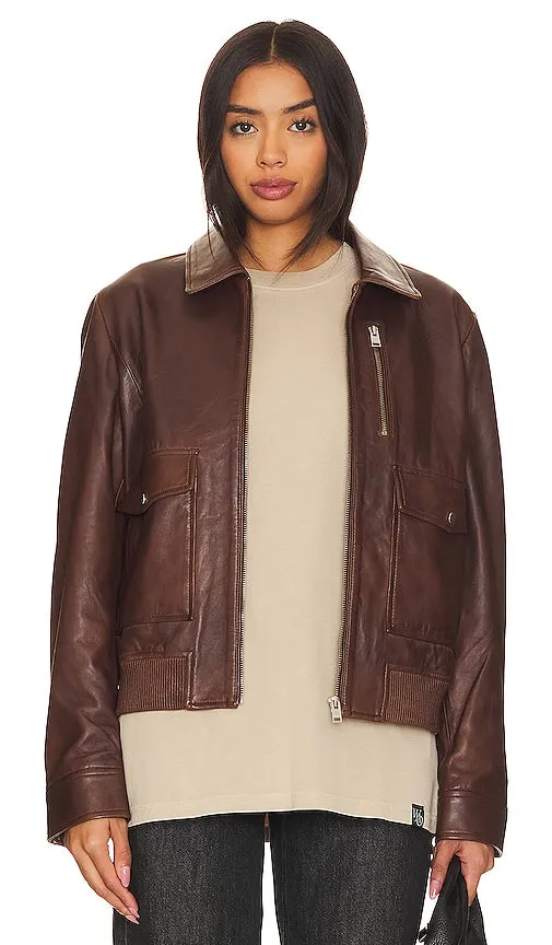 LAMARQUE Klemence Bomber Jacket in Chocolate