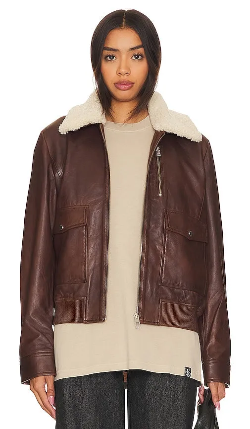LAMARQUE Klemence Bomber Jacket in Chocolate