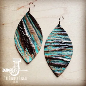 **Leather Oval Earring-Turquoise Chateau 204n