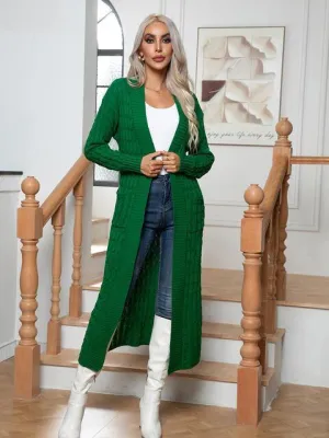 Look Grand And Warm Longline Cable Knit Cardigan