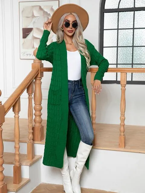Look Grand And Warm Longline Cable Knit Cardigan