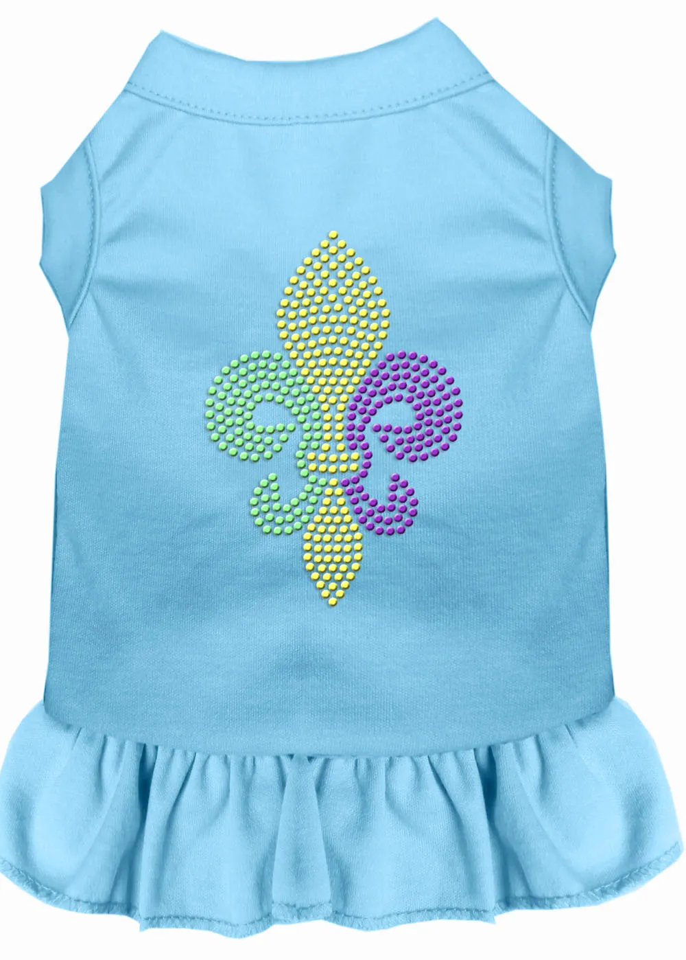 Mardi Gras Fleur De Lis Rhinestone Dress Baby Blue Xl