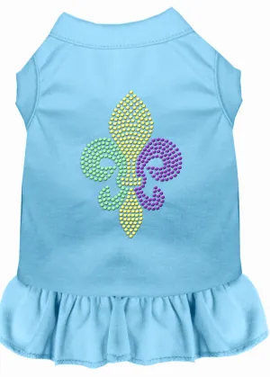 Mardi Gras Fleur De Lis Rhinestone Dress Baby Blue Xl