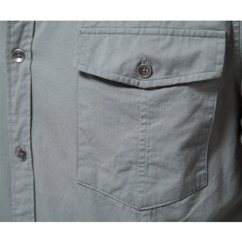 Men Basic Casual Classic Versatile Cotton  Long-Sleeved Shirt